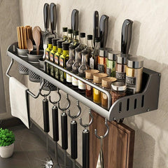 Farmhouse Kitchen Rack with Towel Rod Organizer