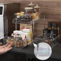 Pull-Out Under Sink Organizer 2-Tier Clear Organizer for Bathroom and Kitchen