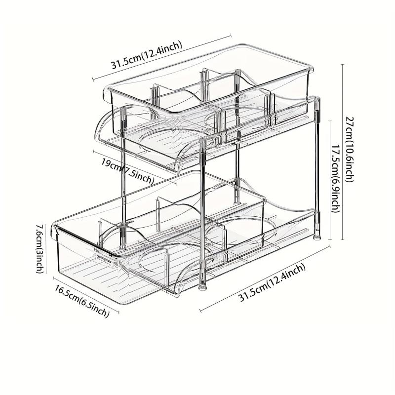 Pull-Out Under Sink Organizer 2-Tier Clear Organizer for Bathroom and Kitchen