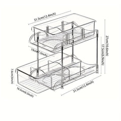 Pull-Out Under Sink Organizer 2-Tier Clear Organizer for Bathroom and Kitchen