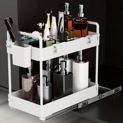 2pcs Storage Shelf Under Sink Kitchen Cabinet Drawer Type Seasoning Sliding Stor
