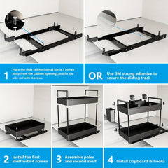 2pcs Storage Shelf Under Sink Kitchen Cabinet Drawer Type Seasoning Sliding Stor