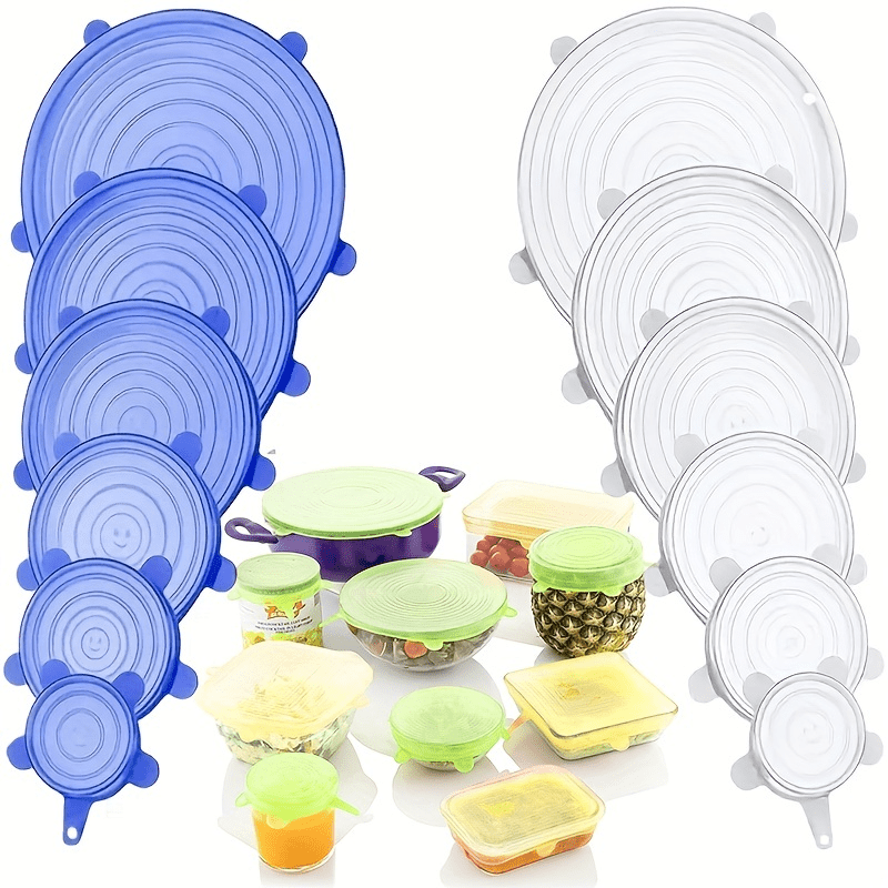 6pcs Silicone Stretching Lids Reusable Food Saving Cover
