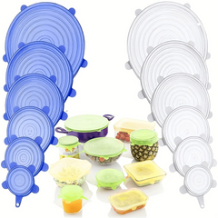 6pcs Silicone Stretching Lids Reusable Food Saving Cover