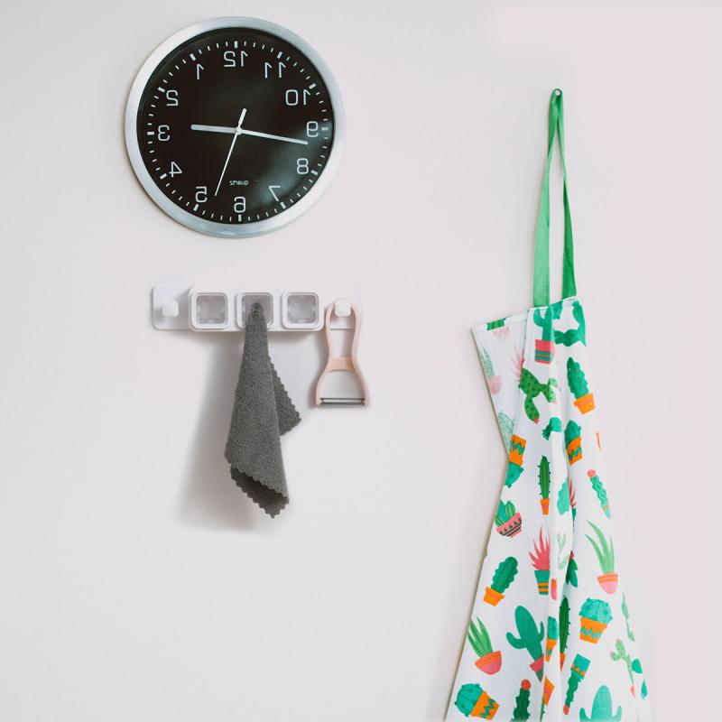 Adhesive Tea Towel Holder 3 Holes Bathroom Towel Hooks Self Adhesive