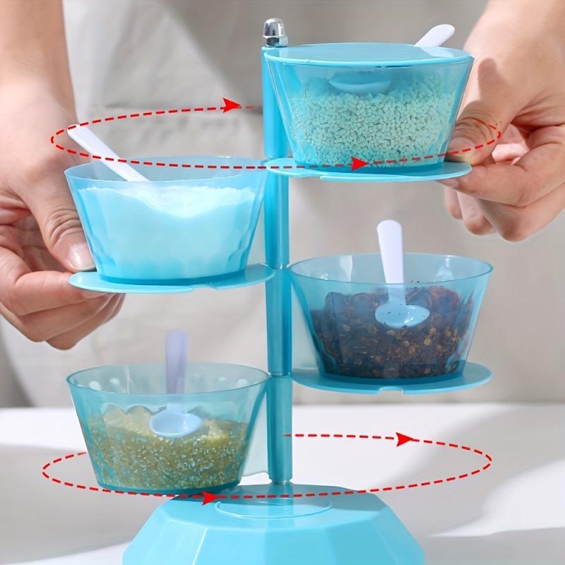 Plastic Rotatable Seasoning Box Reusable Jar Kitchen Condiment