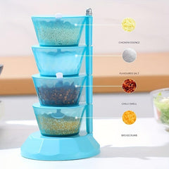 Plastic Rotatable Seasoning Box Reusable Jar Kitchen Condiment