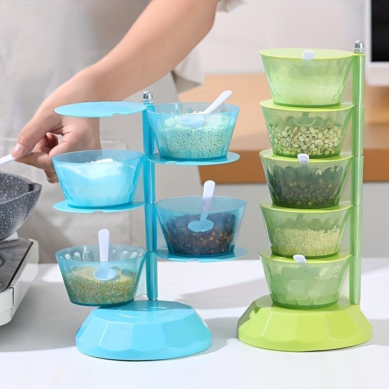 Plastic Rotatable Seasoning Box Reusable Jar Kitchen Condiment