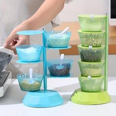 Plastic Rotatable Seasoning Box Reusable Jar Kitchen Condiment