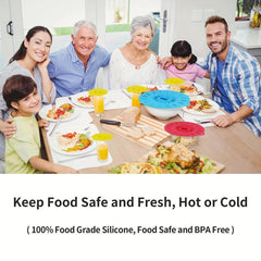 5pcs Reusable Silicone Microwave Covers Heat Resistant Suction Lids