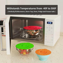 5pcs Reusable Silicone Microwave Covers Heat Resistant Suction Lids