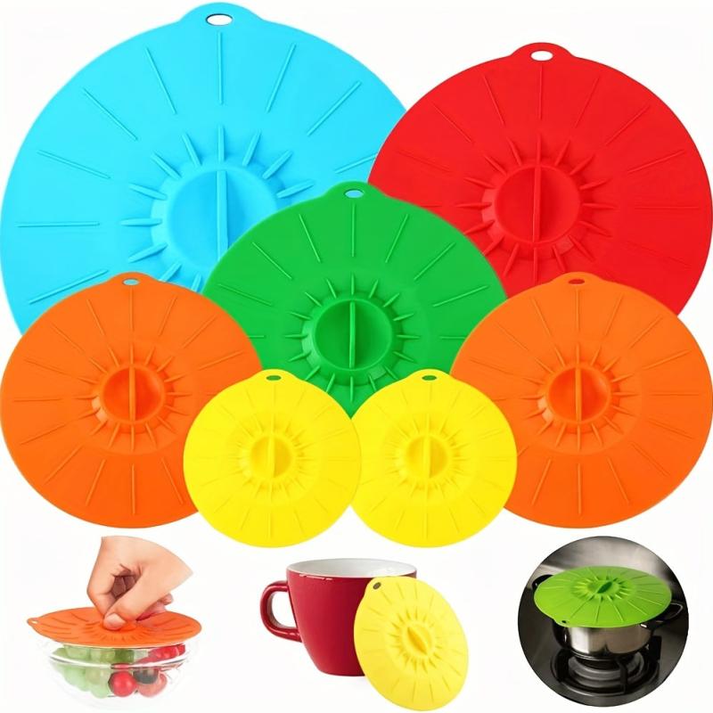 5pcs Reusable Silicone Microwave Covers Heat Resistant Suction Lids