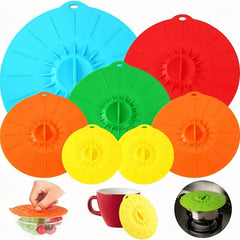 5pcs Reusable Silicone Microwave Covers Heat Resistant Suction Lids