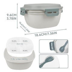 1pc Leakproof Bento Box w/ Ice Pack, Fork - 1.2L
