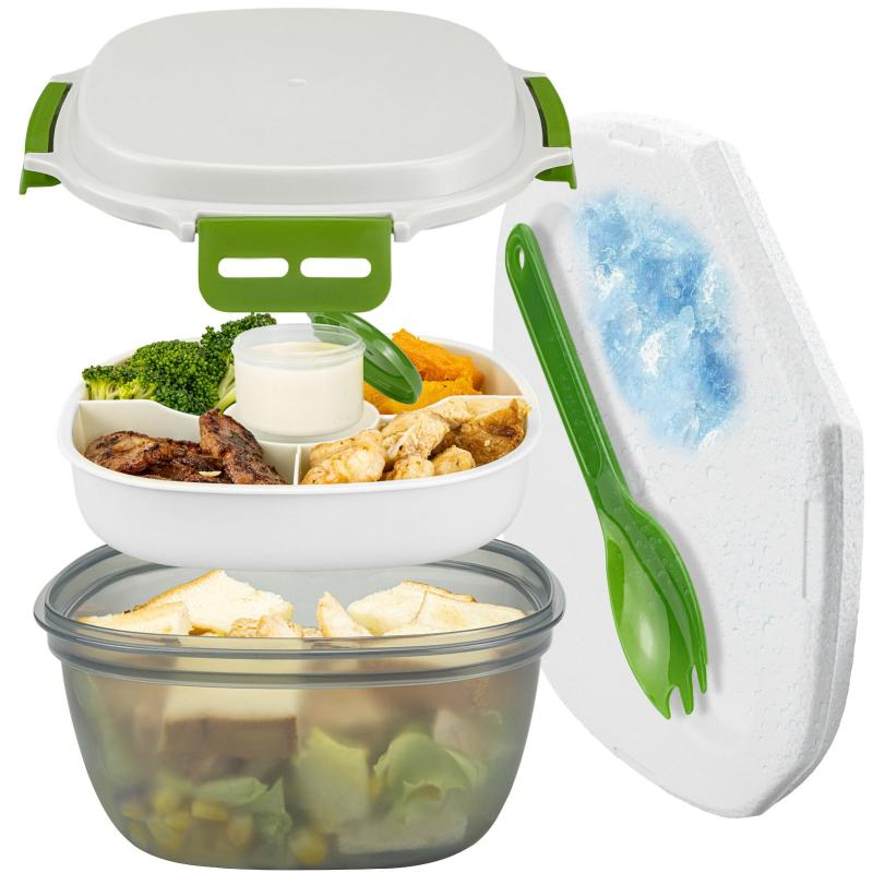 1pc Leakproof Bento Box w/ Ice Pack, Fork - 1.2L
