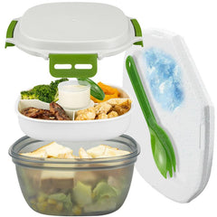 1pc Leakproof Bento Box w/ Ice Pack, Fork - 1.2L