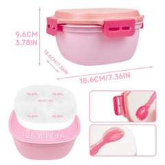 1pc Leakproof Bento Box w/ Ice Pack, Fork - 1.2L