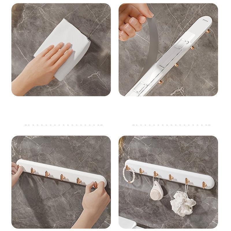 6-Hook Wall Mounted Towel Rack Jewelry Storage