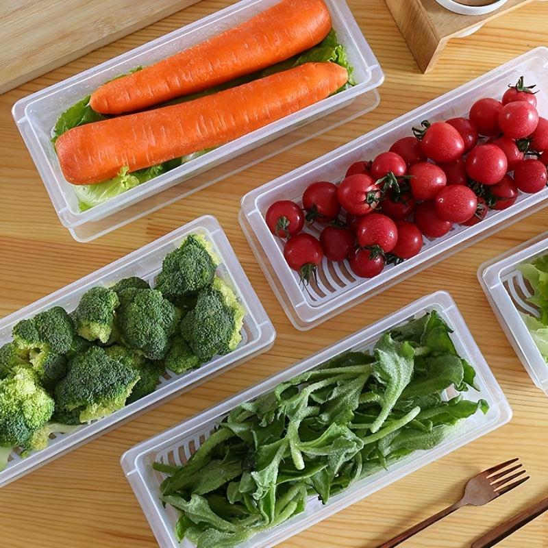 3pcs Food Drain Box with Draining Pad Thickened Transparent Fresh Keeping Box