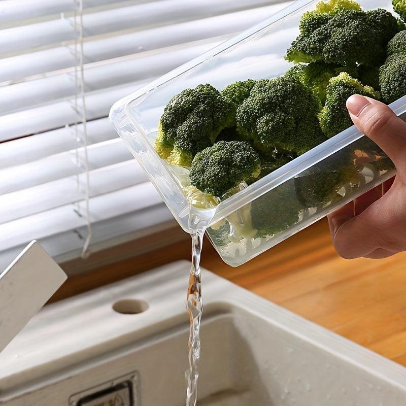 3pcs Food Drain Box with Draining Pad Thickened Transparent Fresh Keeping Box