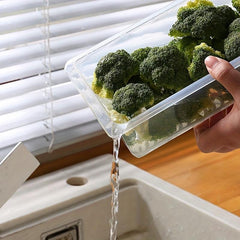 3pcs Food Drain Box with Draining Pad Thickened Transparent Fresh Keeping Box