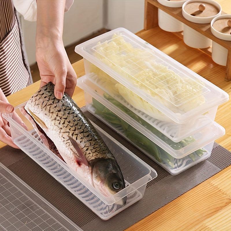 3pcs Food Drain Box with Draining Pad Thickened Transparent Fresh Keeping Box
