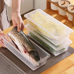 3pcs Food Drain Box with Draining Pad Thickened Transparent Fresh Keeping Box