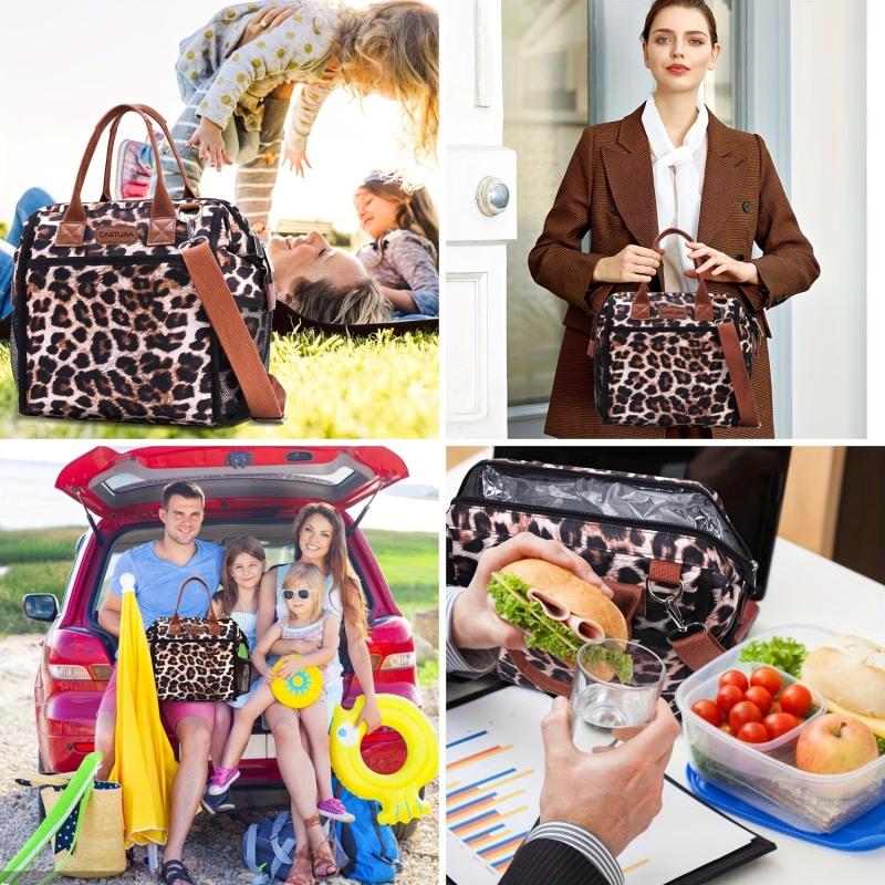 Leopard Lunch Bag Insulated Leakproof Freezable Cooler Bag with Detachable Strap
