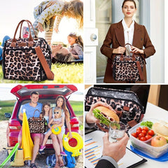 Leopard Lunch Bag Insulated Leakproof Freezable Cooler Bag with Detachable Strap