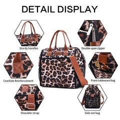 Leopard Lunch Bag Insulated Leakproof Freezable Cooler Bag with Detachable Strap