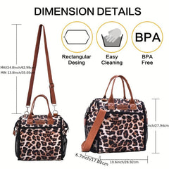 Leopard Lunch Bag Insulated Leakproof Freezable Cooler Bag with Detachable Strap