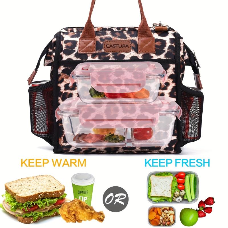 Leopard Lunch Bag Insulated Leakproof Freezable Cooler Bag with Detachable Strap