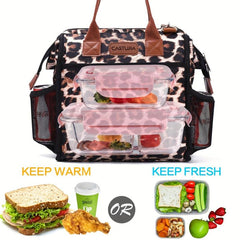 Leopard Lunch Bag Insulated Leakproof Freezable Cooler Bag with Detachable Strap