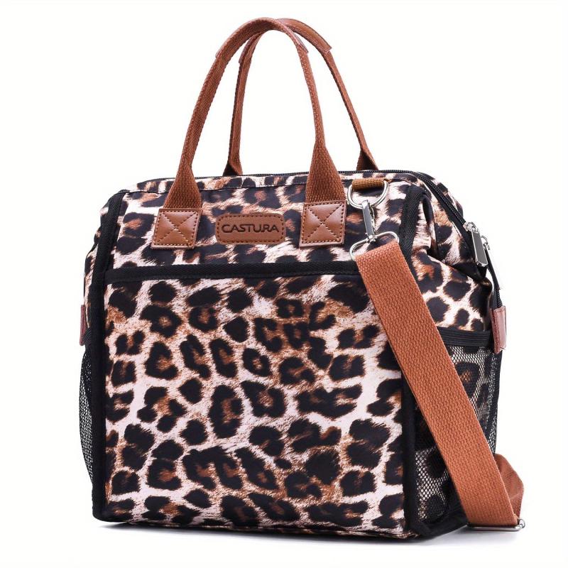 Leopard Lunch Bag Insulated Leakproof Freezable Cooler Bag with Detachable Strap