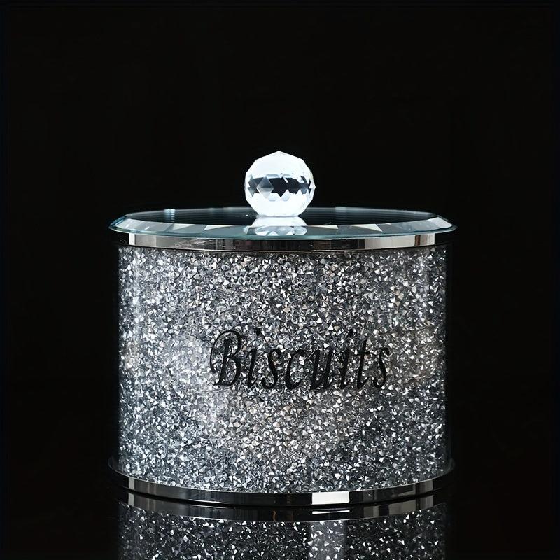 Rhinestone Biscuits Jar Candy Jars With Lids Crystal Glass Snack Storage Jar