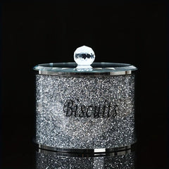 Rhinestone Biscuits Jar Candy Jars With Lids Crystal Glass Snack Storage Jar