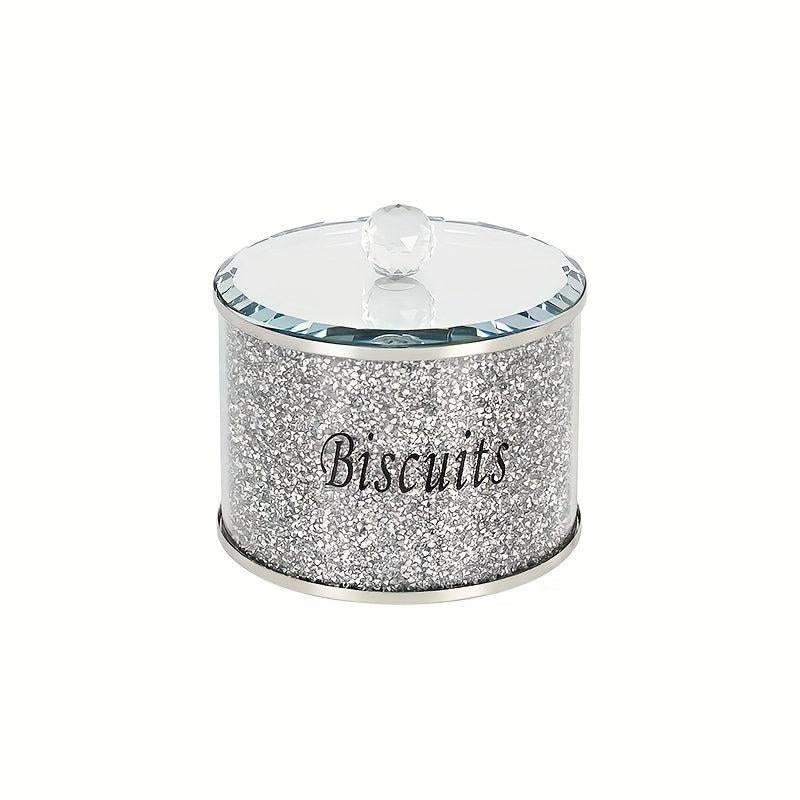 Rhinestone Biscuits Jar Candy Jars With Lids Crystal Glass Snack Storage Jar