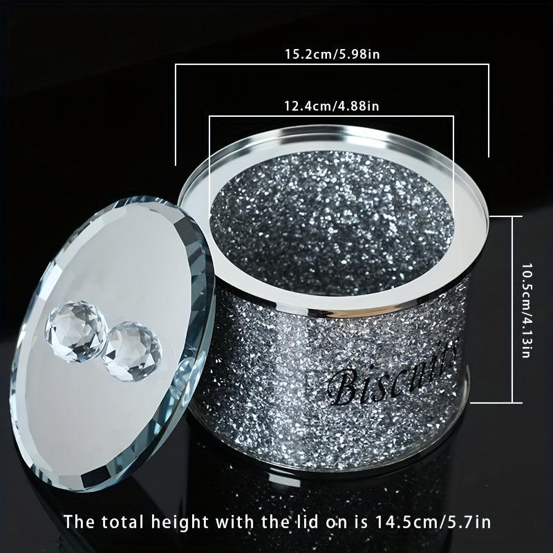 Rhinestone Biscuits Jar Candy Jars With Lids Crystal Glass Snack Storage Jar