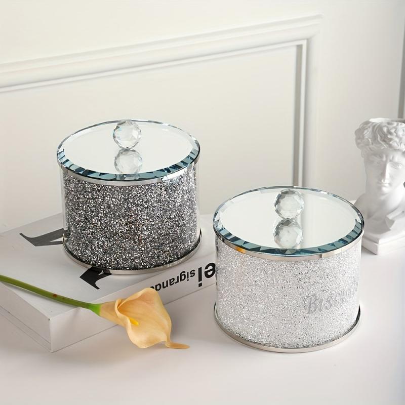 Rhinestone Biscuits Jar Candy Jars With Lids Crystal Glass Snack Storage Jar