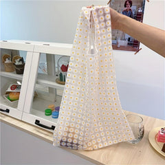 Large Capacity Daisy Embroidered Pattern Reusable Grocery Bag