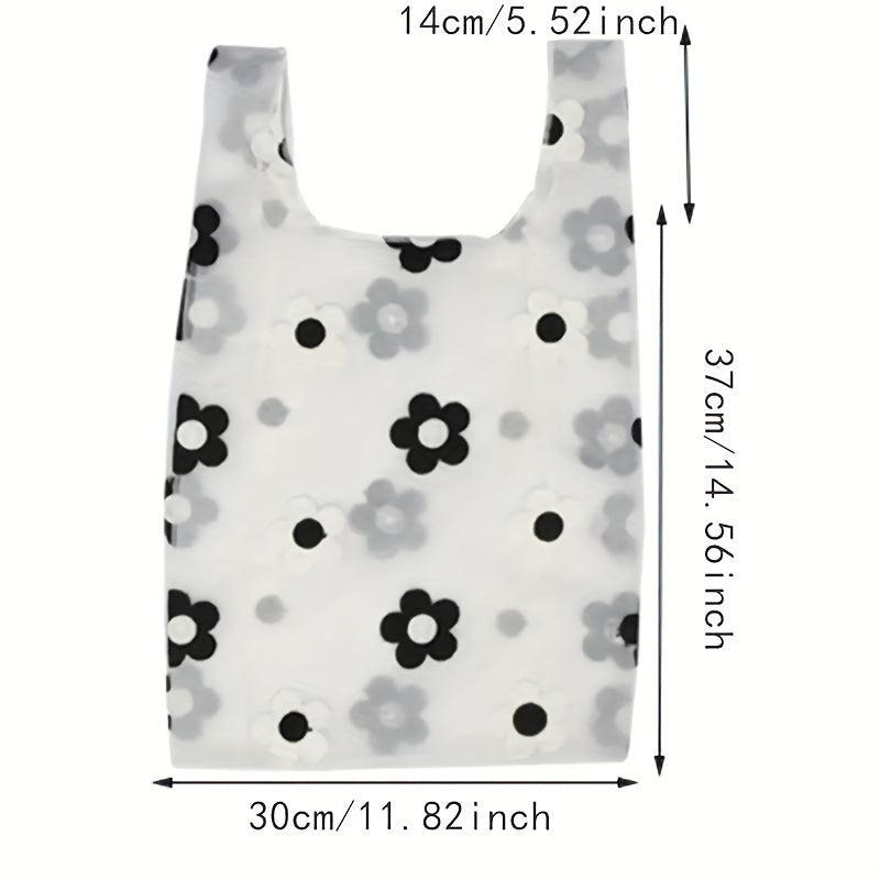 Large Capacity Daisy Embroidered Pattern Reusable Grocery Bag