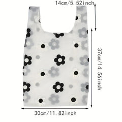 Large Capacity Daisy Embroidered Pattern Reusable Grocery Bag