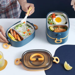 Portable Lunch Box with Leakproof Containers - Ideal for Students & Workers