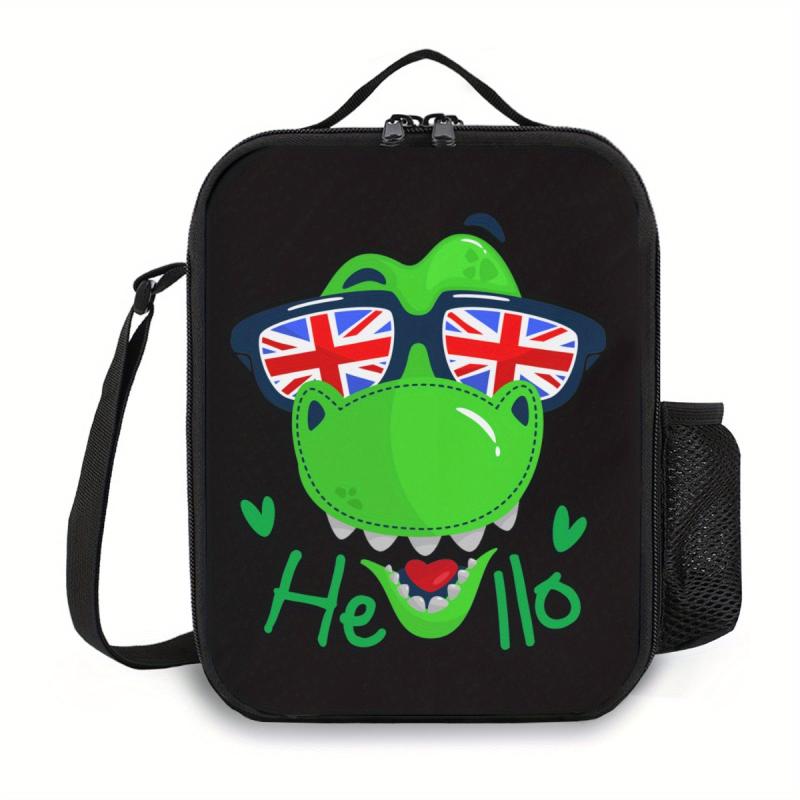 Reusable Dinosaur T REX Lunch Bag Insulated Tote with Pocket Zippers