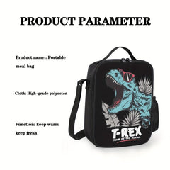 Reusable Dinosaur T REX Lunch Bag Insulated Tote with Pocket Zippers