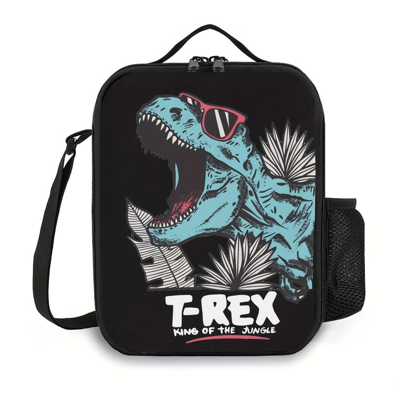 Reusable Dinosaur T REX Lunch Bag Insulated Tote with Pocket Zippers