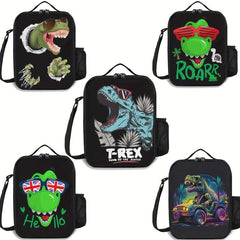 Reusable Dinosaur T REX Lunch Bag Insulated Tote with Pocket Zippers