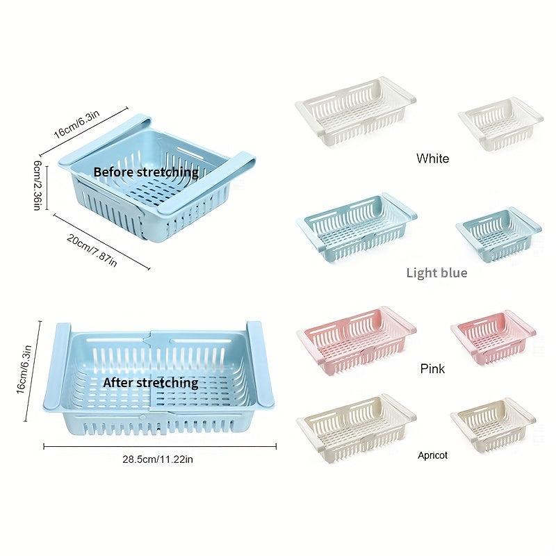 1pc Refrigerator Telescopic Storage Basket Drawer Storage Rack