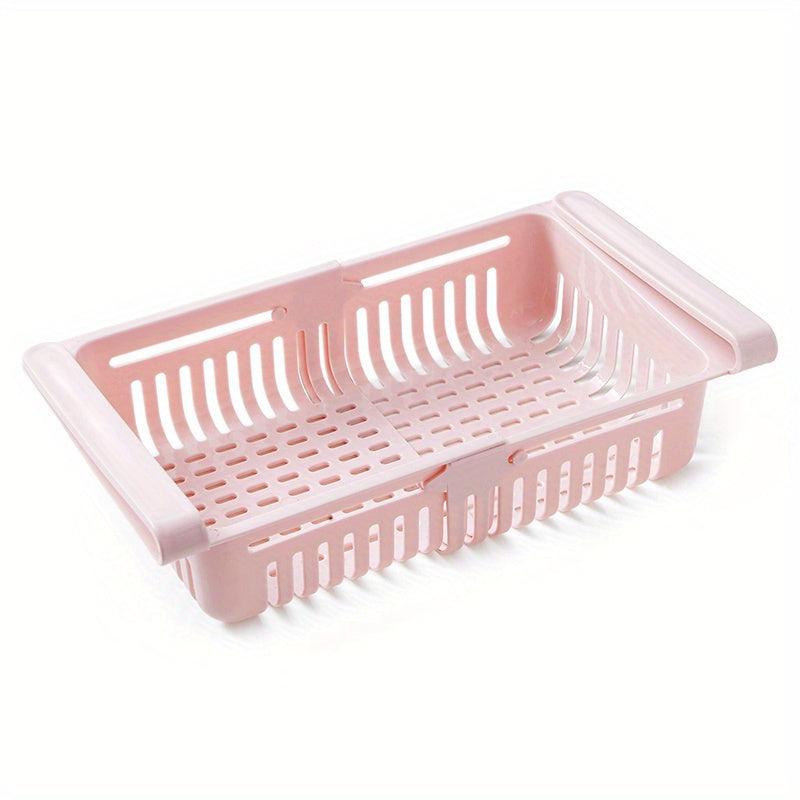 1pc Refrigerator Telescopic Storage Basket Drawer Storage Rack