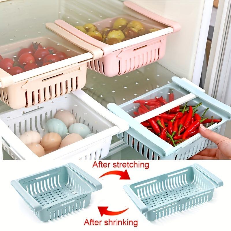 1pc Refrigerator Telescopic Storage Basket Drawer Storage Rack